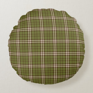 Cojín Redondo Pillow de la ronda del tartán verde