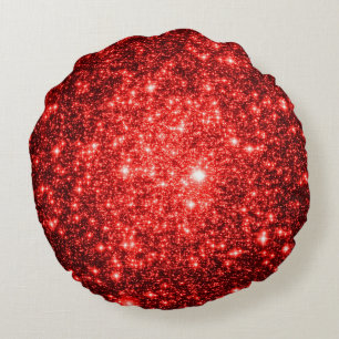 Cojín Redondo Pillow de las Estrellas Rojas de Ruby