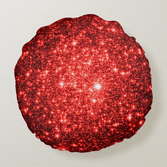 Cojín Redondo Pillow de las Estrellas Rojas de Ruby (Reverso)