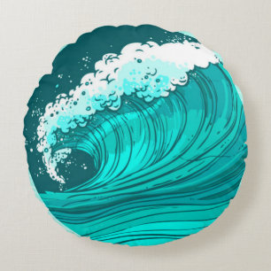 Cojín Redondo Pillow de las olas del mar