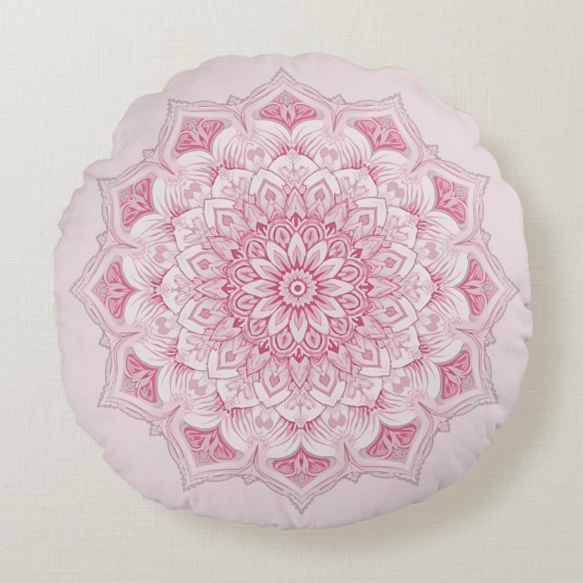 Cojín Redondo Pillow de Mandala árabe - Decorati geométrica rosa (Anverso)