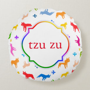 Cojín Redondo Pillow del Bulldog francés monogramado