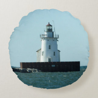 Cojín Redondo Pillow del faro West Pierhead (Cleveland OH)