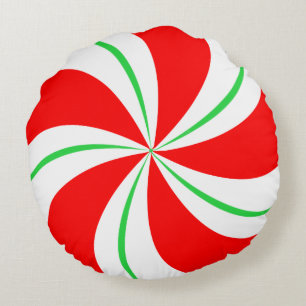 Cojín Redondo Pillow Navidades de canto de menta verde y roja