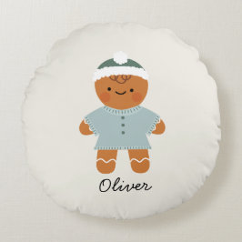 Cojín Redondo Pillow Navidades del hombre de jengibre personaliz