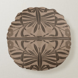 Cojín Redondo Pillow redonda de Art Nouveau marrón de Sepia