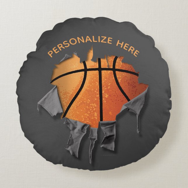 Cojín Redondo Pillow redonda de baloncesto desgarrado (Anverso)