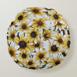 Cojín Redondo Pillow redonda de Black Eyed Susan Blooming