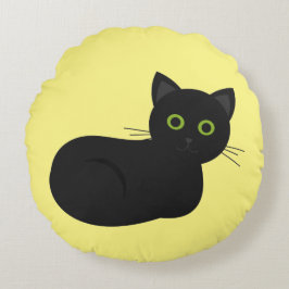 Cojín Redondo Pillow redonda de gato negro
