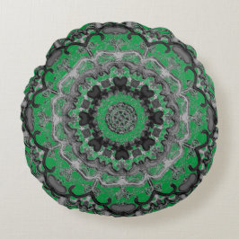 Cojín Redondo Pillow redonda de Mandala verde y negro