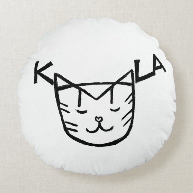 Cojín Redondo Pillow redonda del gato de Kamala (Anverso)