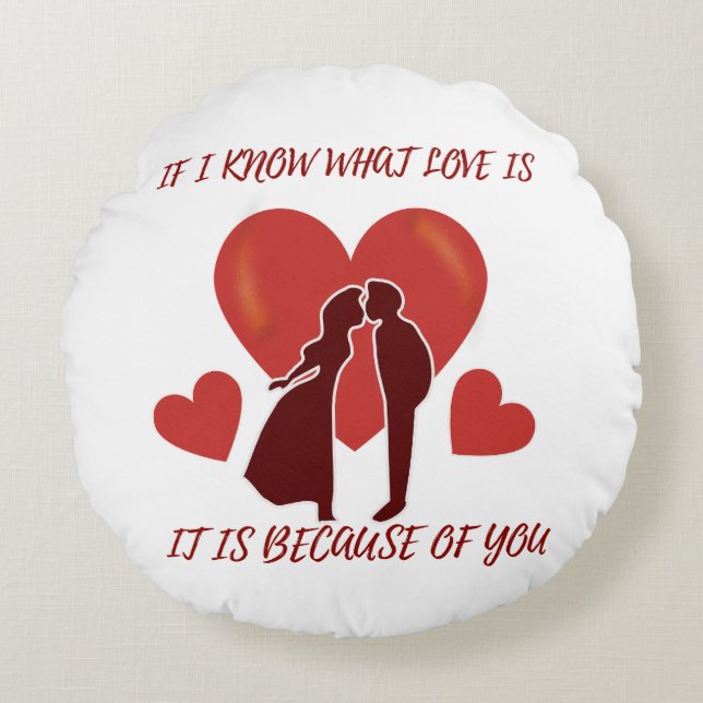 Cojín Redondo Pillow redonda romántica de San Valentín (Anverso)