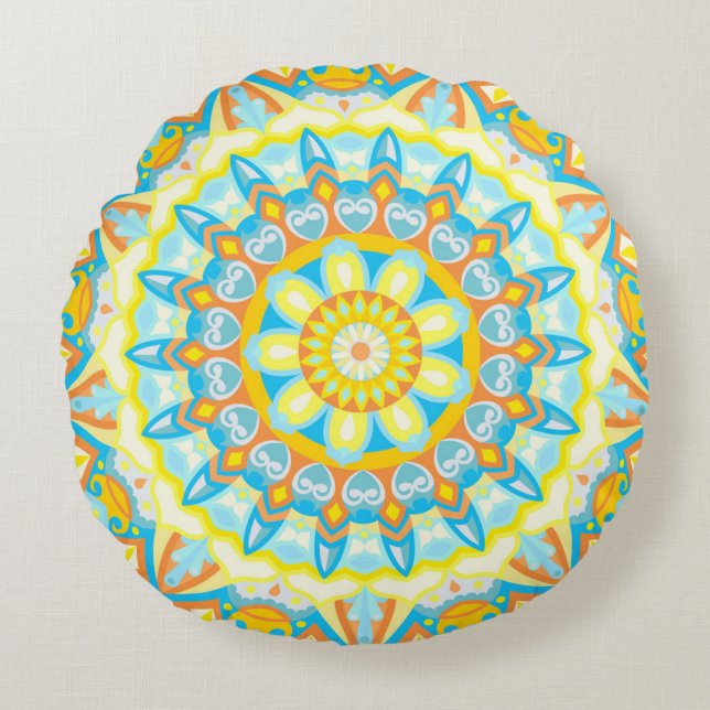 Cojín Redondo Pillow redondo de Mandala de verano (Anverso)