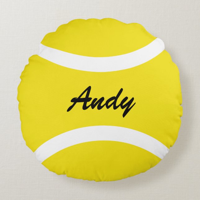 Cojín Redondo Piloto de tiro al tenis amarillo redondo personali (Anverso)