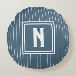 Cojín Redondo Pin Stripe - Azul marino + Blanco