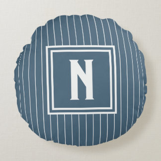 Cojín Redondo Pin Stripe - Navy + White