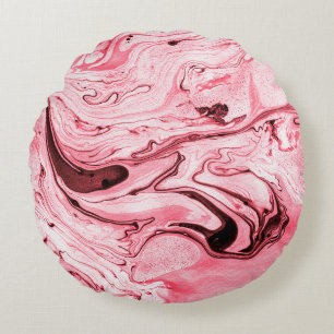 Cojín Redondo Pincel de agua monocromo abstracto,Futuristi rojo