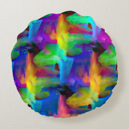 Cojín Redondo Pincel digital muy coloreado pinza manchas manchas