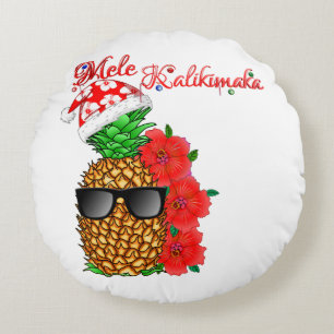 Cojín Redondo Pineapple de los Navidades Mele Kalikimaka