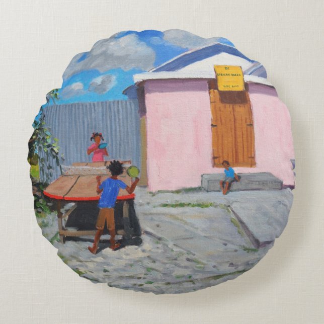 Cojín Redondo Ping Pong De African Queen Hideaway (Anverso)