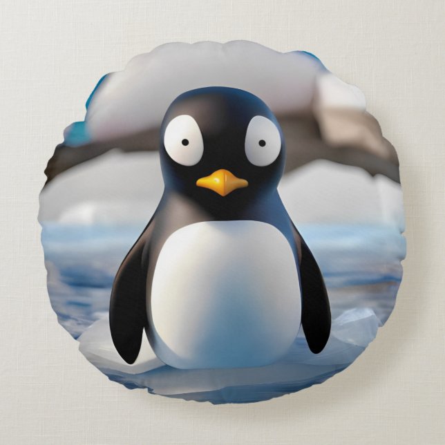 Cojín Redondo Pingüino (Anverso)