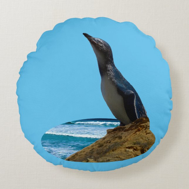 Cojín Redondo Pingüino guapo, (Anverso)