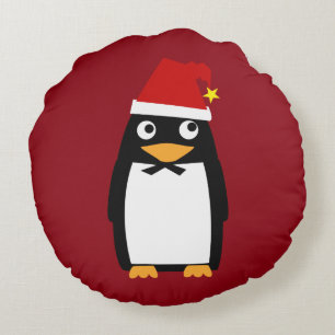 Cojín Redondo Pingüino judío Yamulke de Jánuca del navidad