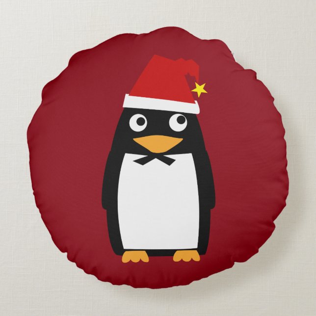 Cojín Redondo Pingüino judío Yamulke de Jánuca del navidad (Reverso)