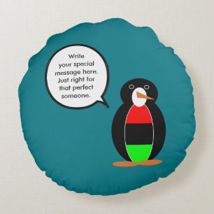 Cojín Redondo Pingüino Sra Personalizado Diáspora Africana Habla