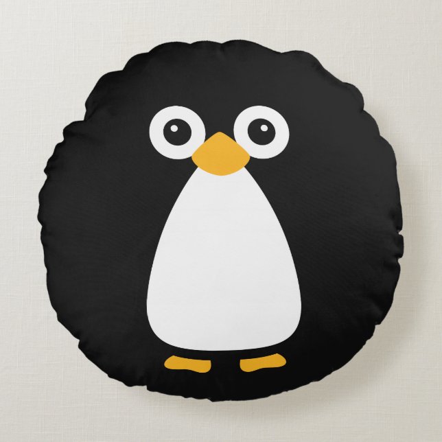 Cojín Redondo Pingüino vectorial (Anverso)