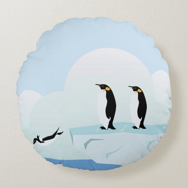 Cojín Redondo Pingüinos (Anverso)