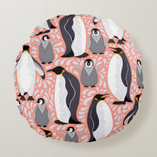 Cojín Redondo Pingüinos emperadores, costillas, estampado decora