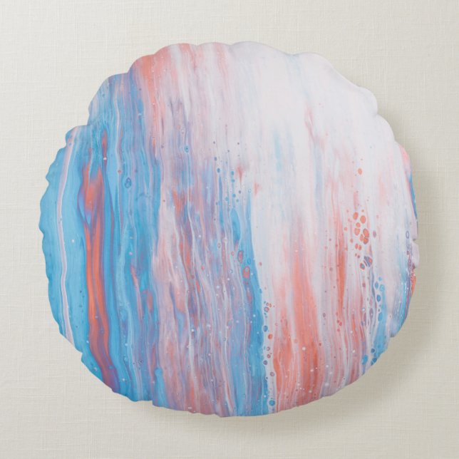 Cojín Redondo Pink and blue canvas painting