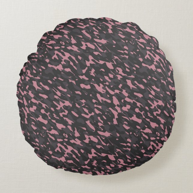Cojín Redondo pink and gray camo abstract (Anverso)