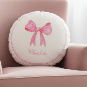 Cojín Redondo Pink Coquette Bow