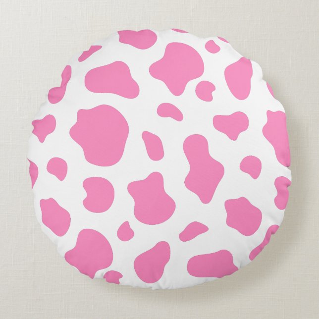 Cojín Redondo Pink Cow Print Decorative Pillow (Anverso)
