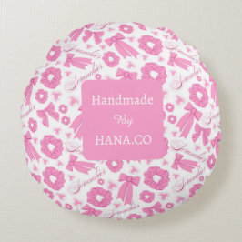 Cojín Redondo Pink Girly Scrunchies Pattern Cute Hair Accessory