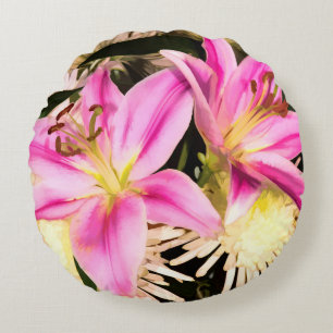 Cojín Redondo Pink Lilies