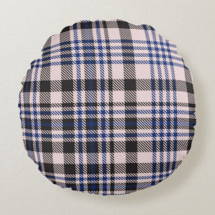 Cojín Redondo Pink Navy Glen Plaid texturizado patternabina sin
