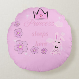 Cojín Redondo Pink Princess Round Pillow for Kids