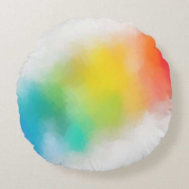 Cojín Redondo Pink Red Blue Púrpura Verde Amarillo Arcoiris Mode (Anverso)