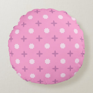 Cojín Redondo Pink Star Petal Dot Pattern