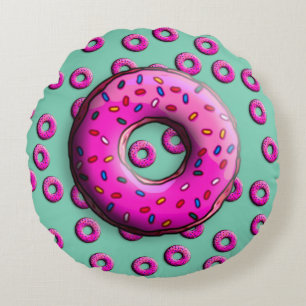 Cojín Redondo Pinky Donut con rociadores coloridos + tus ideas