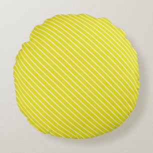 Cojín Redondo Pinstripes diagonales - amarillo mostaza y blanco