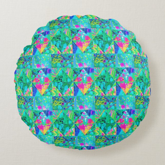 Cojín Redondo Pintado de carpintería de jardín con hidrangea y a (Anverso)