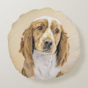 Cojín Redondo Pintado español de Springer galesa - Arte de perro