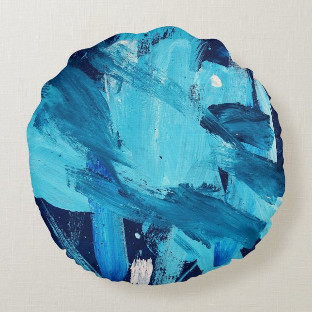 Cojín Redondo Pintura abstracta 68 marea oceánica (Reverso)
