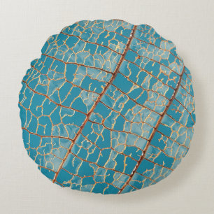 Cojín Redondo Pintura abstracta azul y blanco