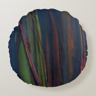 Cojín Redondo Pintura abstracta azul y marrón verde