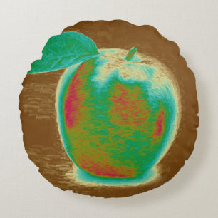 Cojín Redondo Pintura abstracta de manzana verde